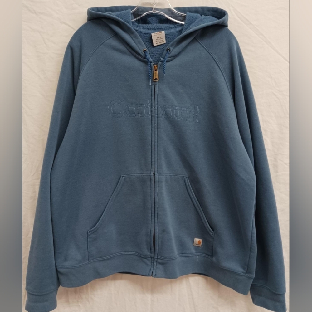 Carhartt Wmn's Full-Zip Long-Sleeve Spell Out Hoodie Sweatshirt Size 2XLMSRP $65